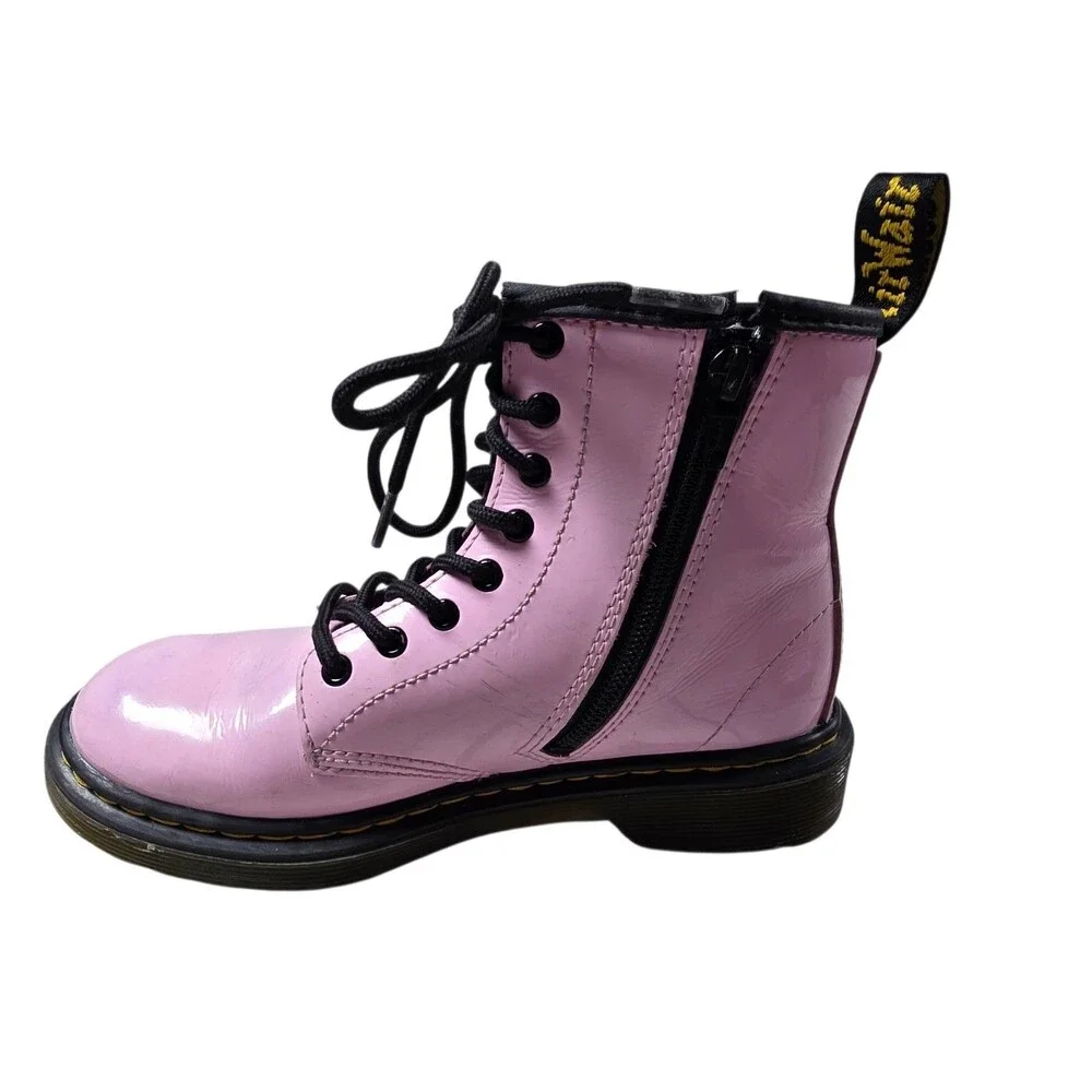 Dr. Martens 1460‎ J Pink Patent Leather Toddler Girls Size 2 Combat Ankle Boots